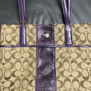 Coach Women’s Brown/Tan & Purple Traditional Pattern handbag